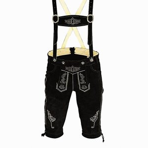 Lederhosen authentiques alpins pour hommes, noirs, en cuir traditionnel, tailles européennes 46 à 62 - Product Image 1