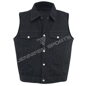 Gilet de motard en toile 100% coton noir pour homme, décontracté, respirant, réversible, avec logo personnalisé disponible - Product Image 2
