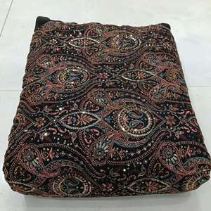 Velvet Embroidery Fabric Embroidered Silk Fabric Beaded Lace Fabric Luxury Fabric <b>for</b> Boutique Brands Apparel Sourcing Wholesale - Product Image 3