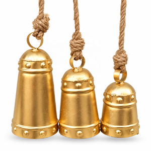 Campanas Metálicas Royal Forge con Bandas Decorativas con Tachuelas y Colgadores de Cuerda Rústicos para un Estilo Festivo Distintivo - Product Image 1