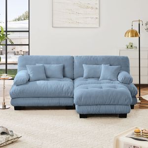 Divano Cloud a 2 Posti in Ciniglia per Soggiorno, Include 2 Cuscini Lombari e 2 Cuscini Decorativi, Seduta Ampia e Confortevole Imbottita - Product Image 3