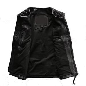 New Arrival <b>Men's</b> Leather <b>Vest</b> <b>Black</b> High Street Style Waterproof Reversible Breathable Windproof Winter Outerwear - Product Image 3