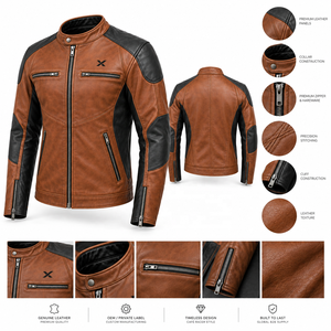 Chaqueta de Motociclista de Cuero OEM Café |   Negro Cognac, Verde Borgoña |   Fabricante OEM ODM |   Diseño de Calidad Premium | - Product Image 6