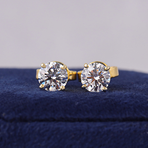 10K Gold Lab Diamond Stud <b>Earrings</b> 2 TCW Round Brilliant CutIGI Certified Push <b>Backs</b> - Product Image 2