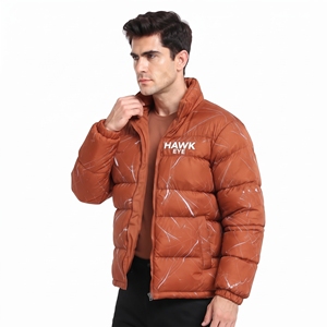 Men <b>Padded</b> Jacket Winter Warm Wear Stand Collar Full Zip Sublimation Puffer <b>Coat</b> Latest Design Fashion Streetwear - Product Image 3