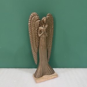 Figura de Ángel Hecha a Mano, Escultura Religiosa Decorativa para Mesa de Salón, Diseño Moderno en Aluminio/Madera, Diwali - Product Image 5