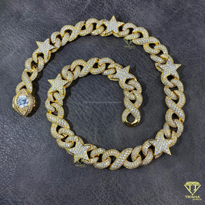 Luxury Bling Hip Hop Chain for Men & Boys Solid Back Heavy Rock Punk Style with Moissanite Diamond <b>Infinity</b> & Star Charms - Product Image 4