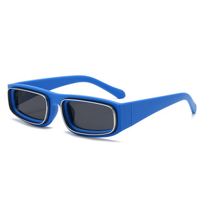 Lunettes de soleil tendance à monture carrée avec finition texturée, élégantes et prêtes pour les photos, protection UV transfrontalière - Product Image 6