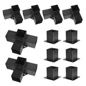Kit de Pérgola Bioclimática con Soportes de 4x4 Pulgadas y Vigas de Madera de 3.5x3.5 Pulgadas, 3 Vías (4 Piezas), 4 Vías (2 Piezas), Dimensiones Reales del Gazebo - Product Image 3