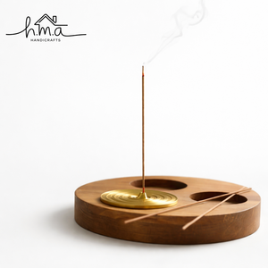 Set of Brass Incense Holders Round and Square Groove Design <b>Stick</b> Burner Collection Modern Decorative Home Fragrance Meditation - Product Image 6