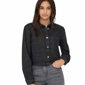 <b>Women</b> <b>Denim</b> <b>Shirt</b> <b>Long</b> Sleeve Dot Pattern Button Up Casual Regular Fit Dark Wash Cotton Autumn Style - Product Image 4