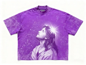 T-shirt vert surdimensionné à manches courtes et col rond pour homme, avec motif graphique Jésus priant, style streetwear - Product Image 5