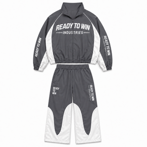 ชุดวอร์ม Ready To Win Industries สีเทาขาว แขนยาว ซิปหน้า ทรงสปอร์ต ระบายอากาศได้ดี ผลิตจากโพลีเอสเตอร์ สำหรับผู้ใหญ่ ใส่ได้ทั้งชายและหญิง เหมาะสำหรับฤดูใบไม้ร่วง - Product Image 1