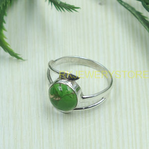 Green Copper Turquoise <b>Ring</b> 925 Sterling Silver Handmade Designer Gemstone <b>Ring</b> <b>Statement</b> Jewelry Gift for Women Girlfriend Her - Product Image 6