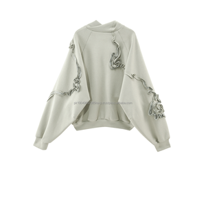 Sudadera Personalizada 100% Algodón para Mujer, Estilo Vintage, Gruesa, Desgastada, con Bordado 3D, Talla Grande - Product Image 2