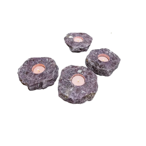 Crystal Stone Lepidolite Carved Handmade Natural Stone Candle Holder Gemstone Agate <b>Healing</b> Wholesaler - Product Image 3