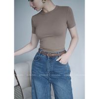 Damen-T-Shirt aus Baumwolle, lässiger Kleidergürtel mit Metallschnalle und Taillenaccessoire für Sommeroutfits [A121]