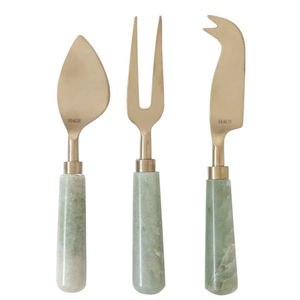 Juego de utensilios para queso de acero inoxidable de 3 piezas al por mayor con elegantes mangos de resina verde, cuchillo y espátula para charcutería para el hogar - Product Image 1