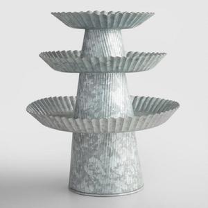 Support à gâteau rond en métal émaillé à 1 niveau, plateau à fruits, présentoir à desserts, support à cupcakes, fait main, écologique, outils à gâteau, Uttar Pradesh - Product Image 1