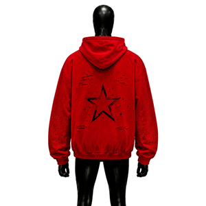 <b>RED</b> RHINESTONE ZIP UP <b>HOODIE</b> TRIBAL GOTHIC GRAPHIC STREETWEAR OVERSIZED Y2K PUNK GRUNGE STUDDED HOODED SWEATSHIRT <b>HOODIE</b> SALES - Product Image 2