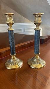 High quality <b>brass</b> <b>Brass</b> <b>Candlestick</b> Holder With Resin Marble Column Home Decoration Metal Candle Holder Durable By UO INDIA - Product Image 5