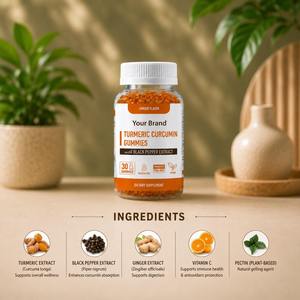 Gummies au Curcuma et au Gingembre Saveur Poivre Noir, Soutien Articulaire, Bien-être Immunitaire, Sans Gluten, Véganes, 30 Gummies - Product Image 4