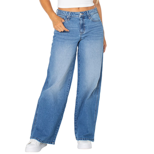Adult Ladies Denim Pencil Pants Button And Zipper Cluster <b>Elastic</b> Waist Cotton <b>Jeans</b> Women's Denim Pants Wit OEM Service - Product Image 1