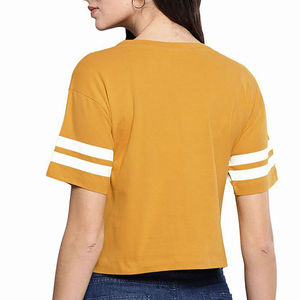 เสื้อครอปท็อปผู้หญิงคุณภาพสูง ทรงหลวม ผ้าฝ้าย สำหรับโยคะ เป็นมิตรกับสิ่งแวดล้อม แห้งเร็ว ระบายอากาศดี แขนสั้น เหมาะสำหรับออกกำลังกาย - Product Image 4