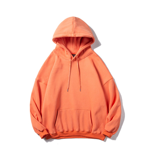 เสื้อฮู้ดซิปแบบโอเวอร์ไซส์ ยูนิเซ็กซ์ สีพื้น ผ้าฝ้ายเฟรนช์เทอร์รี่ สวมใส่สบายในฤดูหนาว มีกระเป๋า ดีไซน์ระบายอากาศได้ดี พร้อมโลโก้ด้านหน้า - Product Image 1