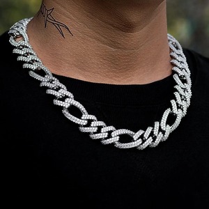 Fully <b>Iced</b> <b>out</b> Cuban Link <b>Chain</b> Luxury Silver Jewelry with VVS Studded Diamond Tester Check Moissanite Diamond <b>Chain</b> - Product Image 1