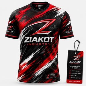 ZIAKOT industry New design Men's Custom Red Black-White Grey 3D Pattern Design Abstract Brush Stroke Performance <b>T</b>-<b>Shirt</b> - Product Image 6