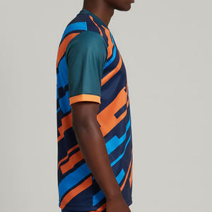 Maillots de football à manches courtes respirants à séchage rapide en maille, col rond, design bicolore, couleurs personnalisées, logo, maillots de football unisexes - Product Image 6