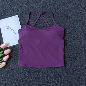 Summer Sports Vest with Chest <b>Pads</b> for Women, Nude-Feel <b>Running</b> Fitness Sports Bra Yoga Top - Product Image 6