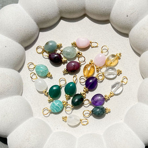 Amethyst Tumble Charm | Smooth Purple Gemstone Pendant | Gold Plated Wire <b>Wrapped</b> Jewelry - Product Image 4