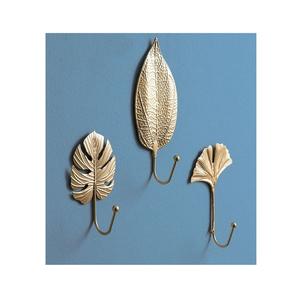 Juego de 6 ganchos con diseño de hoja, de metal color dorado de primera calidad, tamaño y forma personalizados, para montar en la pared. - Product Image 4