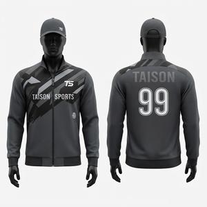 Chaqueta de Entrenamiento de Voleibol Unisex, 330 GSM, Poliéster Premium que Absorbe la Humedad, Color Gris Oscuro Sólido, con Capucha, Forro Polar Impermeable - Product Image 1