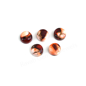 Cabujón de Gema Suelta de Cobre Compuesto con Dalia Rosa Roja, Forma Redonda de 12mm, Parte Posterior Plana, Pulido Brillante y Liso, para Fabricación de Joyas y Colgantes - Product Image 6