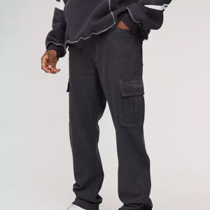 Pantalon en jean décontracté coupe droite pour homme, nouveau design, délavage foncé, style streetwear tendance, personnalisable, vente en gros - Product Image 1