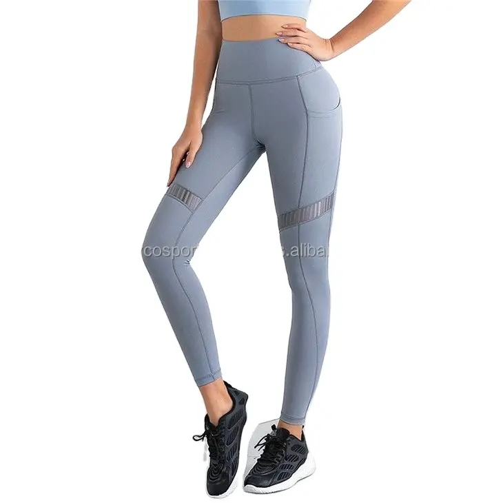 Özel tasarım Polyester seksi mesh panel Yoga tayt egzersiz tayt yetişkin korse bel yoga pantolon artı boyutu tayt