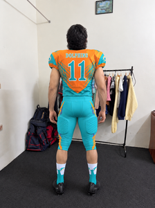 Prix direct usine, uniformes de football américain personnalisés, 100% polyester, taille plus, manches courtes, toutes saisons, système de rembourrage intégré - Product Image 4