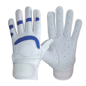 Comfortable Anti-Slip Baseball Batting <b>Gloves</b> for Adults and <b>Youth</b> New White Blue Short Cuff Breathable Leather <b>Gloves</b> - Product Image 1