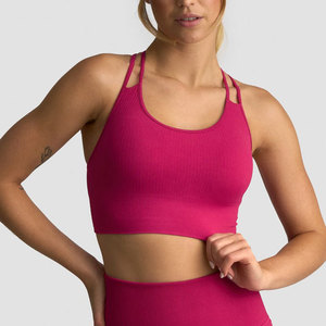 Soutien-gorge de sport côtelé sans couture pour femme, tricoté, dos croisé, pour le yoga, les activités sportives, l'extérieur et la gym, collection été - Product Image 3