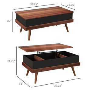 Robusto tavolino in legno con rifinitura in noce con scomparti nascosti - Product Image 3