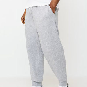 Men's Gray Cotton Sweatpants Elastic Waist <b>Drawstring</b> Casual Joggers Side Pockets Midweight Autumn Wear - Product Image 1