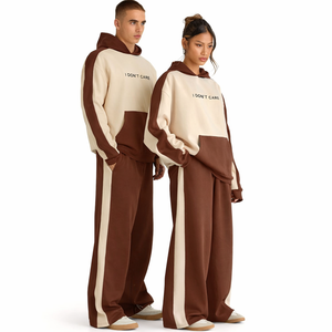 EHRI OEM ขายส่ง เสื้อฮู้ดดี้โอเวอร์ไซส์พรีเมียม ยูนิเซ็กซ์ ผ้าฝ้าย 100% ชุดเสื้อฮู้ดดี้ผ้าฟลีซ 350 กรัม ล้างสีแบบแอซิด บล็อกสี สำหรับฤดูหนาว เป็นมิตรกับสิ่งแวดล้อม - Product Image 1