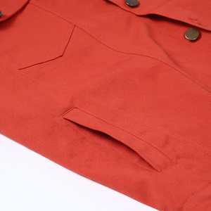 Chaqueta de Mezclilla Naranja para Hombre, Cierre de Botones, Corte Regular, Color Sólido, Estilo Casual para Otoño, Tejido de Algodón Transpirable, Diseño con Costuras Decorativas - Product Image 5