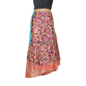 Nuevas faldas de seda de 2 capas estilo sari indio para playa, reversibles, vintage, de seda mágica, 38 pulgadas de largo, oferta especial en faldas reversibles. - Product Image 6