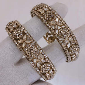 Elegant <b>Gold</b> Plated Crystal Stone Bracelets and <b>Bangles</b> <b>Set</b> Luxury Jewelry Collection for Women for Parties Weddings Festivals - Product Image 1