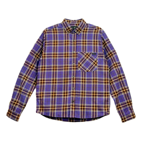 Camisa de Franela a Cuadros Ligera Personalizada 100% Algodón Antiarrugas para Otoño, Camisa a Cuadros Morada para Hombre, Camisa de Leñador - Product Image 1