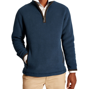 Sweat-shirt en molleton bleu marine pour homme, col montant, coupe classique, décontracté, pour l'automne, 100% polyester respirant - Product Image 2
